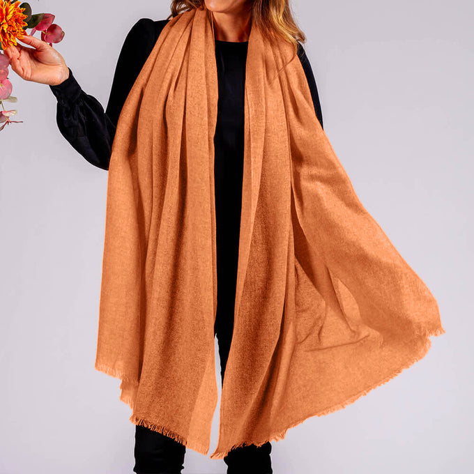 Marmalade Orange Gossamer Cashmere Shawl