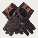 Men’s Hand Stitched Black and Hazelnut Leather Driving Gloves