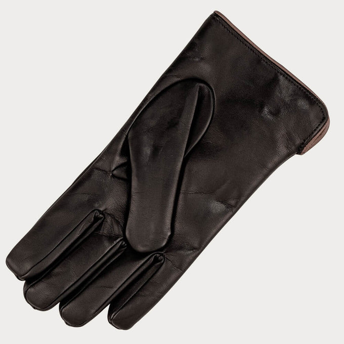 Men’s Black and Hazelnut Cashmere Lined Leather Gloves