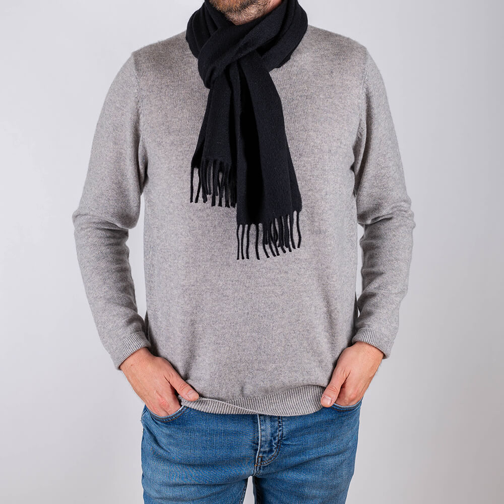 Men's Black Cashmere Scarf To Buy Online Black.co.uk