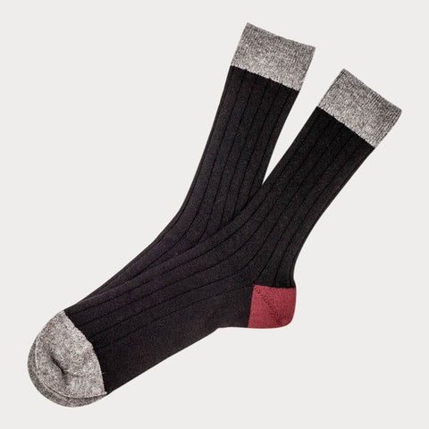 Black, Grey and Burgundy Cashmere Socks