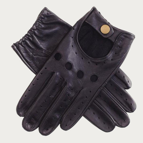 Men's Black Leather Driving Gloves