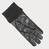 Men’s Black Italian Leather Gloves with Cashmere Cuff