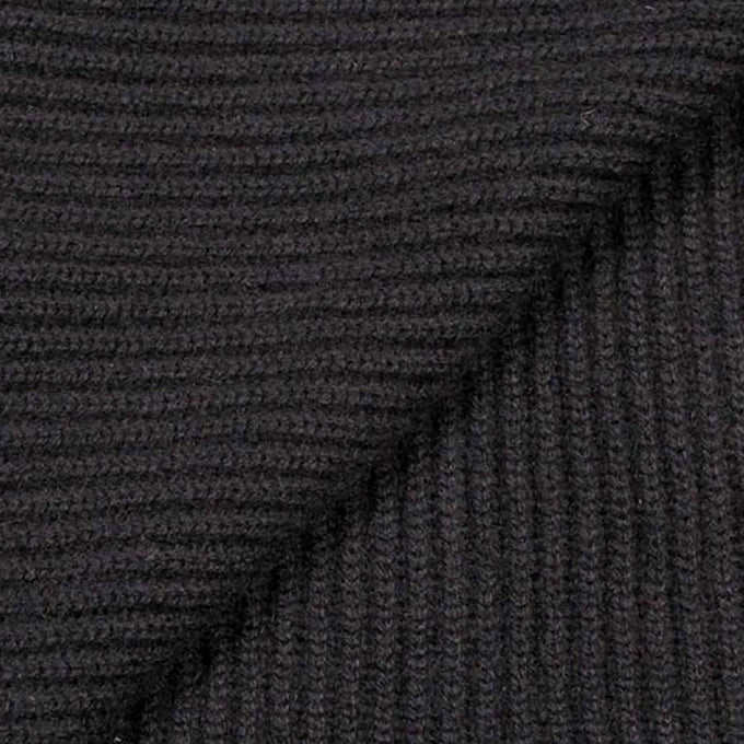 Black Rib Knit Cashmere Scarf
