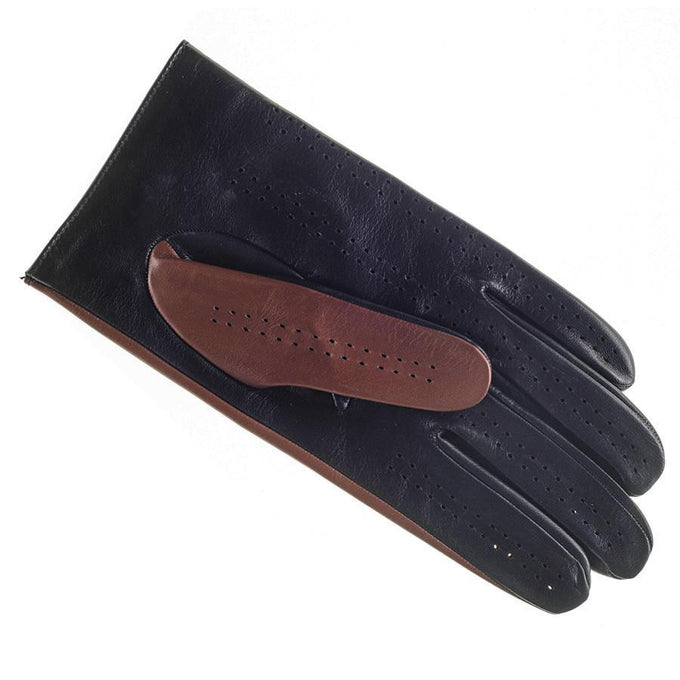 Navy and Tobacco Italian Leather Driving Gloves