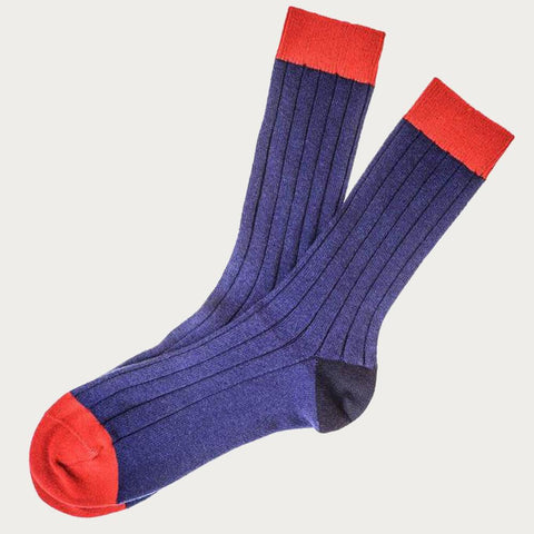 Blue Red and Navy Cashmere Socks