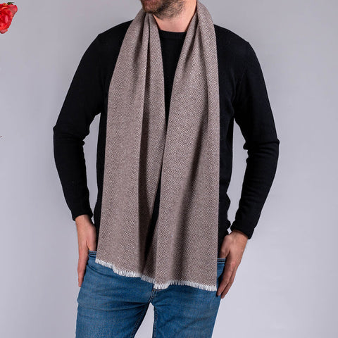 Coffee and Cream Interwoven Cashmere Scarf