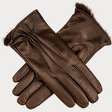 Men's Brown Rabbit Fur Lined Leather Gloves