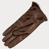 Men's Brown Rabbit Fur Lined Leather Gloves