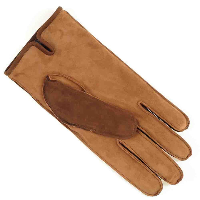 Men’s Two Tone Brown Nubuck ‘Patchwork’ Leather Gloves Cashmere Lined