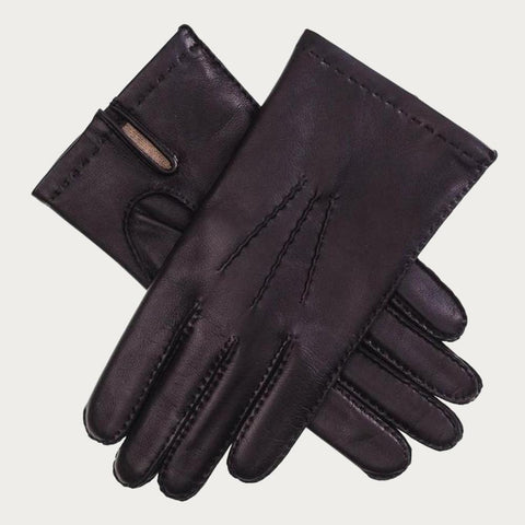 Men's Black Cashmere Lined Leather Gloves