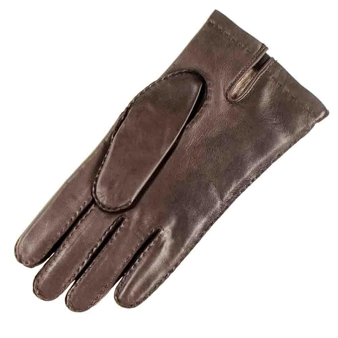 Men's Hand Stitched Brown Cashmere Lined Leather Gloves