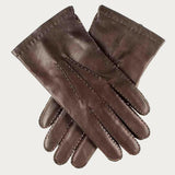 Men's Hand Stitched Brown Cashmere Lined Leather Gloves