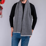 Charcoal and Cream Interwoven Cashmere Scarf