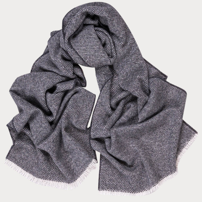 Charcoal and Cream Interwoven Cashmere Scarf