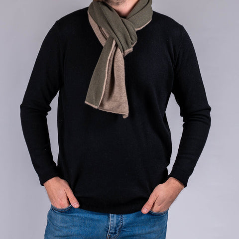 Miliatry Green and Brown Double Faced Cashmere Neck Warmer