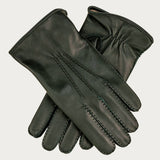 Men’s Hunter Green Hand Stitched Cashmere Lined Leather Gloves