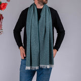 Bottle Green and Cream Interwoven Cashmere Scarf