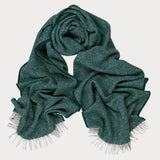 Bottle Green and Cream Interwoven Cashmere Scarf