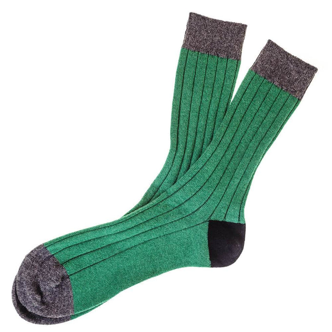 Emerald Charcoal and Black Cashmere Socks