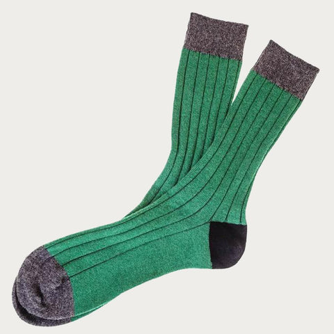 Emerald Charcoal and Black Cashmere Socks