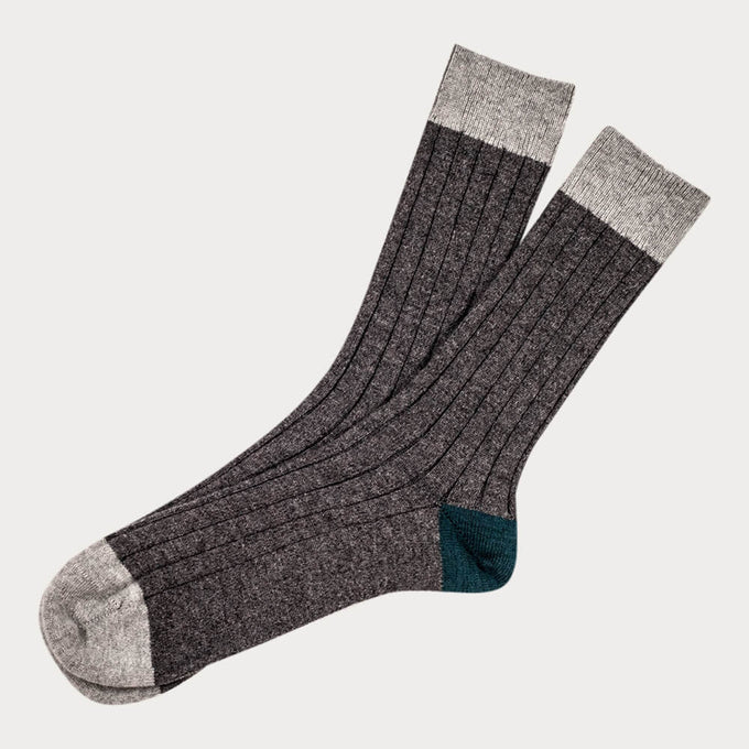 Light Grey, Charcoal and Teal Cashmere Socks