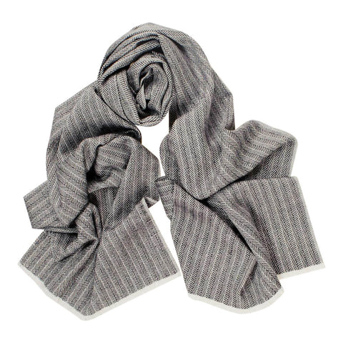 City Herringbone Silk and Merino Wool Scarf