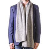 Grey Rib Knit Cashmere Scarf