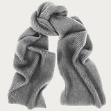 Grey Rib Knit Cashmere Scarf