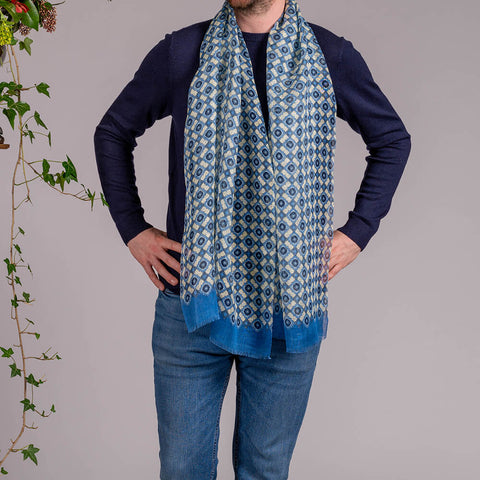 Azure Italian Linen Scarf