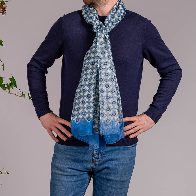 Azure Italian Linen Scarf