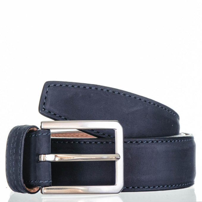 Navy Italian Nubuck Leather Belt