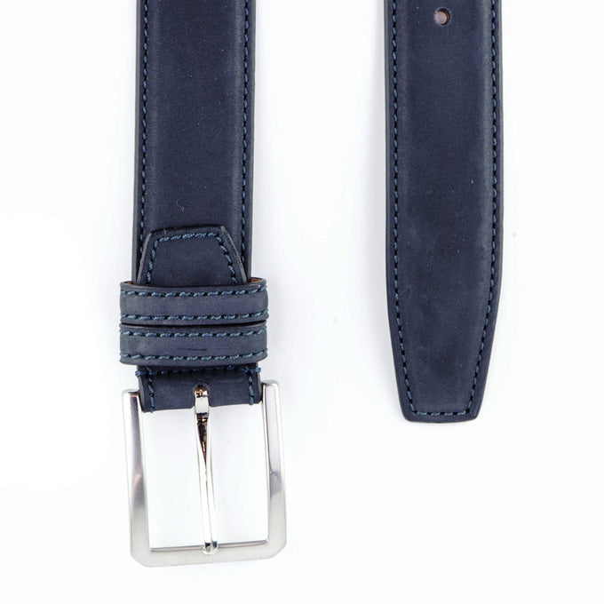 Navy Italian Nubuck Leather Belt 2