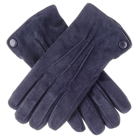 Navy Blue Suede Gloves with Cashmere Lining