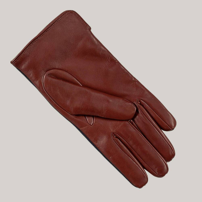 Men’s Navy and Chestnut Italian Leather Gloves - Cashmere Lined