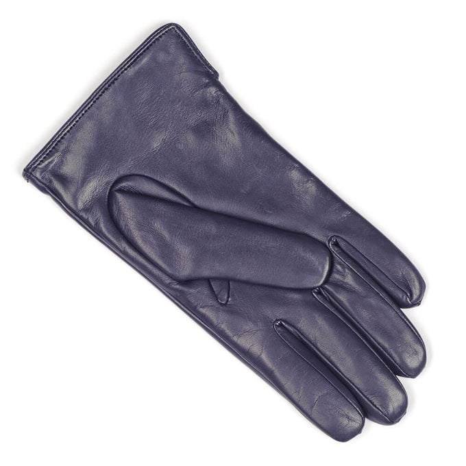 Navy and Tan Leather Gloves - Cashmere Lined