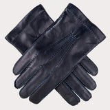 Men’s Navy Cashmere Lined Leather Gloves
