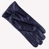 Men's Navy Rabbit Fur Lined Leather Gloves