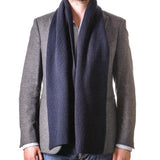 Navy Rib Knit Cashmere Scarf