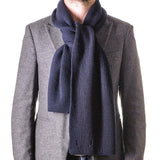 Navy Rib Knit Cashmere Scarf