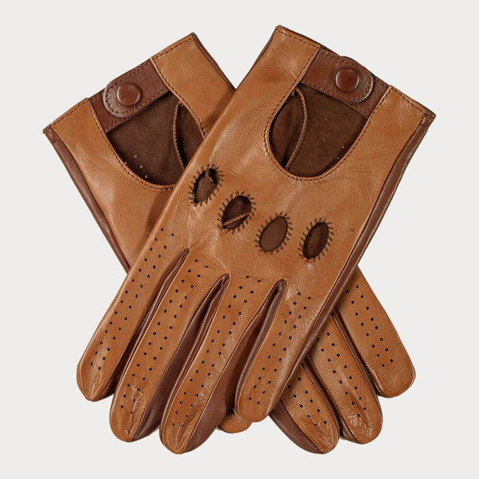 Men’s Two Tone Brown Italian Leather Driving Gloves