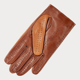 Men’s Two Tone Brown Italian Leather Driving Gloves