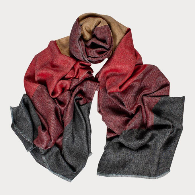 Merton Burgundy Silk and Wool Scarf