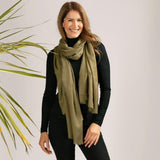 Military Green Cashmere and Silk Wrap