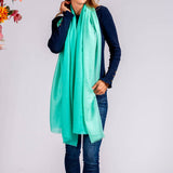 Pine to Mint Green Cashmere and Silk Wrap