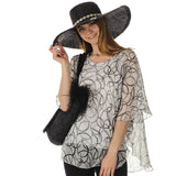 Valentina -  Black and White Silk Kaftan Top