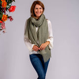 Moss Green Gossamer Cashmere Shawl