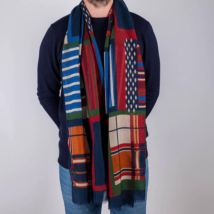 Mantus Geometric Italian Wool Scarf