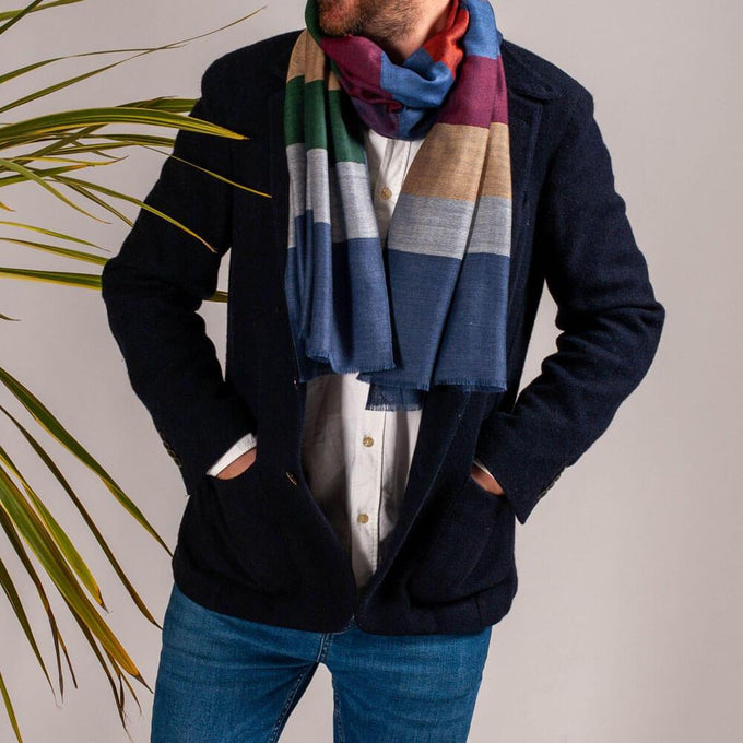 Compton Multi Colour Silk and Wool Scarf