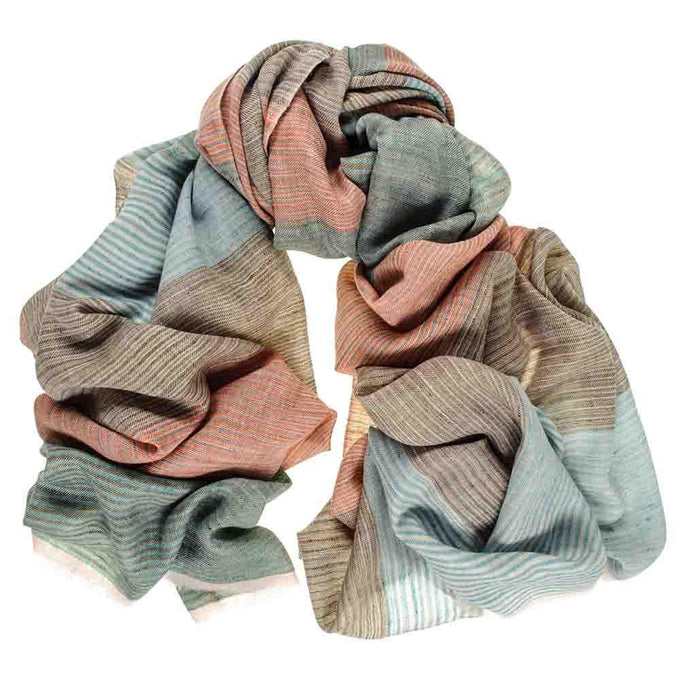 Muted Pastel Hand Woven 100% Cashmere Ring Shawl